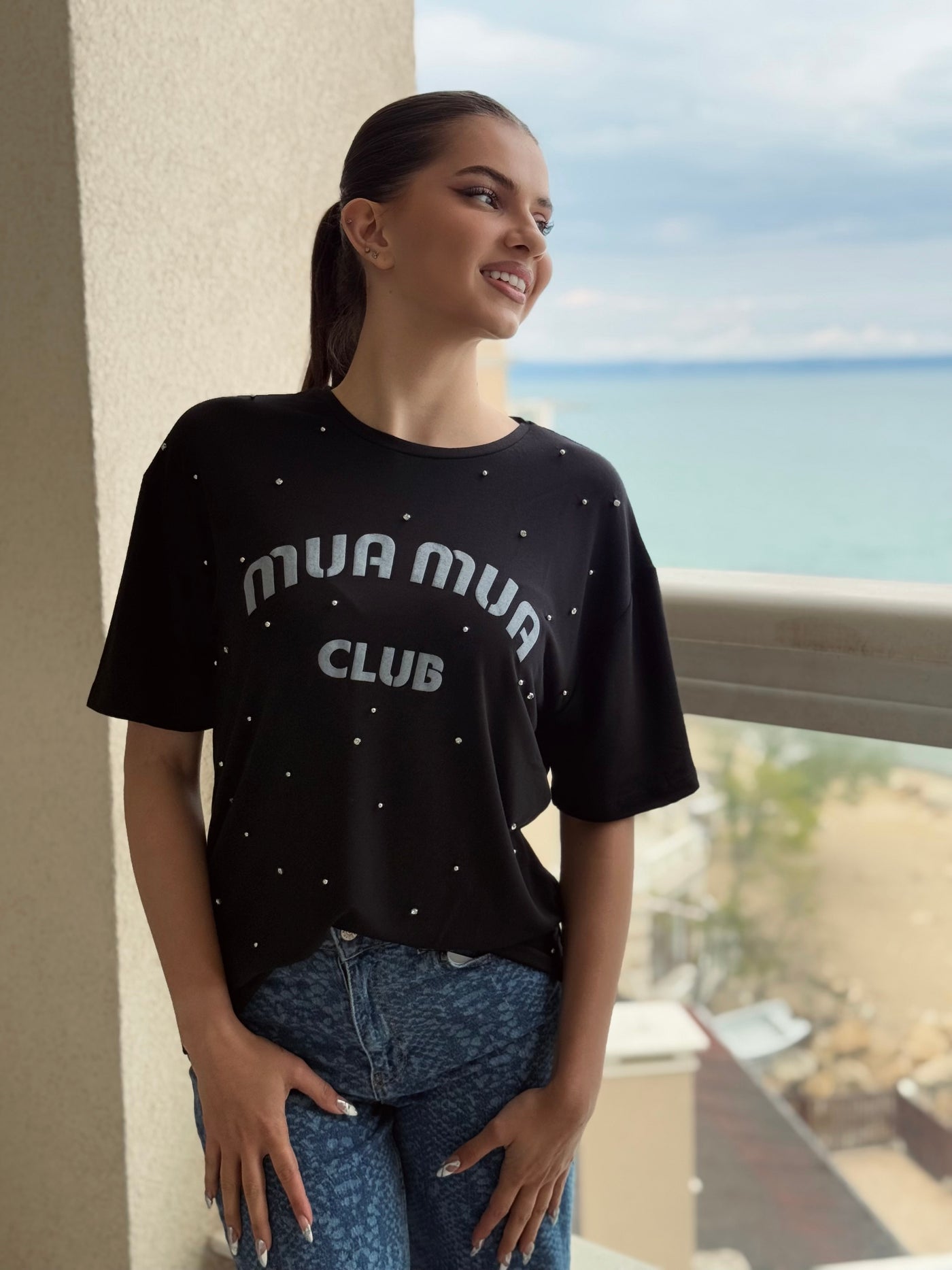 Тениска Mua Club Black